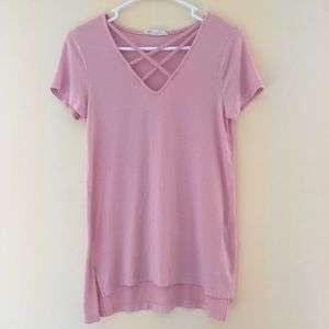 🦋 Cross pattern pink blouse